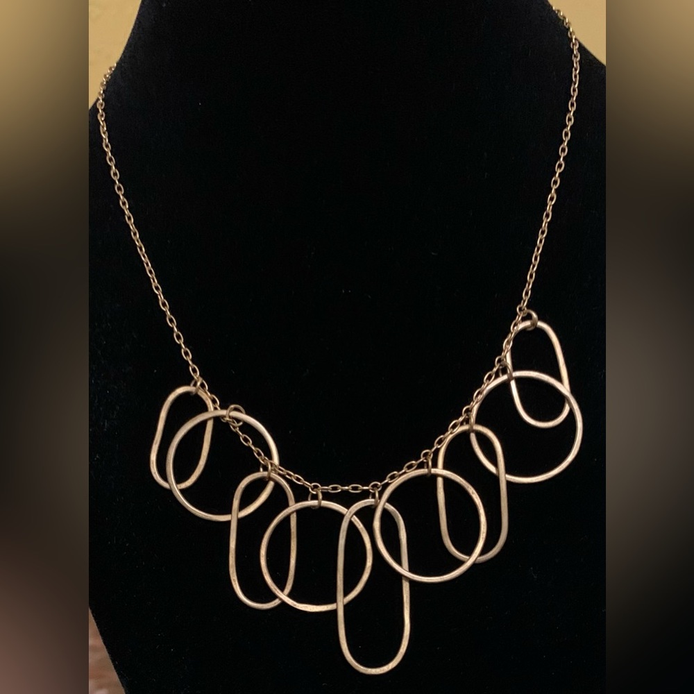 Vintage Duarte Gold Tone Necklace Sz 16” 925 Sterling Linking Rings